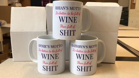 Motto it's better to be Full of Wine, Vodka or Gin than shit Personalised Mug & White Box