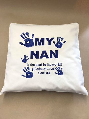 My Mum/Nan is the best in the world! Lots of Love xx Personalised Canvas Cushion Cover