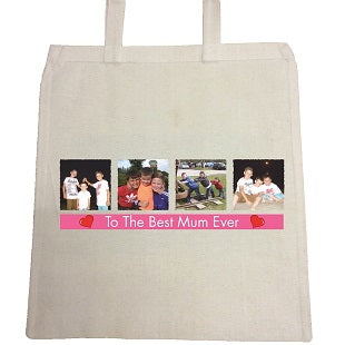MO15 - Best Mum Ever Photo and Message Personalised Canvas Bag for Life