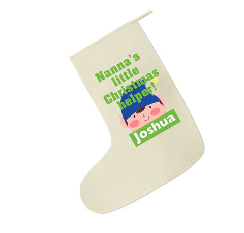 Personalised Nanna's Littler Christmas Helper Santa Stocking for Boys & Girls