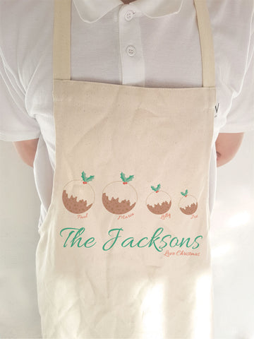 Your Family as Christmas Puddings Personalised Apron