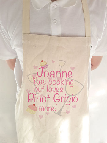 Personalised Loves Pinot Grigio Apron