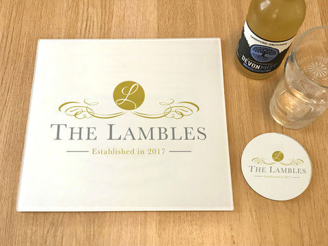 Personalised Glass Chopping Board, Placemats & Coasters for home, family & friends