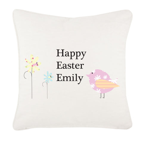 Personalised Easter Flower & Chick Cushion