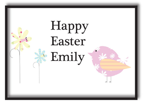 EA11 - Personalised Easter Flowers & Chick Print