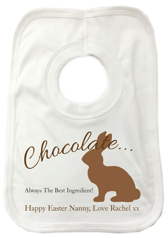 EA02 - Personalised Chocolate Easter Bunny Baby Bib