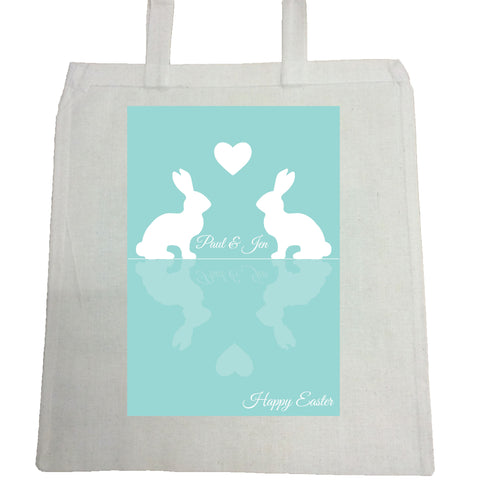 EA15 -  Personalised Easter Reflecting Bunnies Canvas Bag