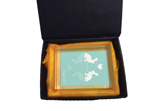 EA15 - Personalised Easter Reflecting Bunnies Crystal Block with Presentation Gift Box