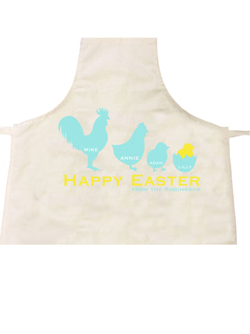 Personalised Chicken Family Easter Apron