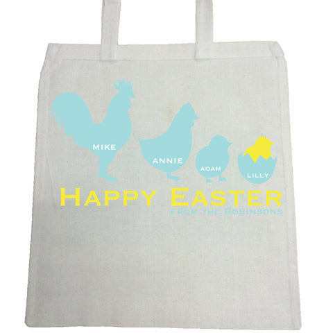 EA04 -  Personalised Chicken Family Easter Canvas Bag