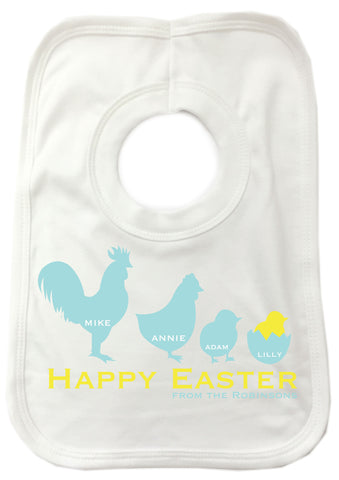 EA04 - Personalised Chicken Family Easter Baby Bib