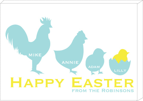 EA04 - Personalised Chicken Family Easter Canvas