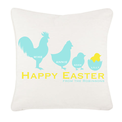 Personalised Chicken Family Easter Cushion
