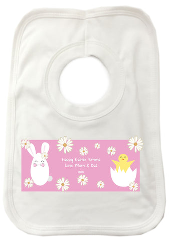 EA08 - Personalised Easter Bunny & Chick Baby Bib