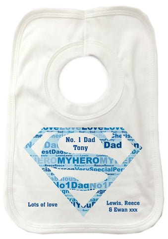 FD09 - Superman Super Dad Personalised Baby Bib