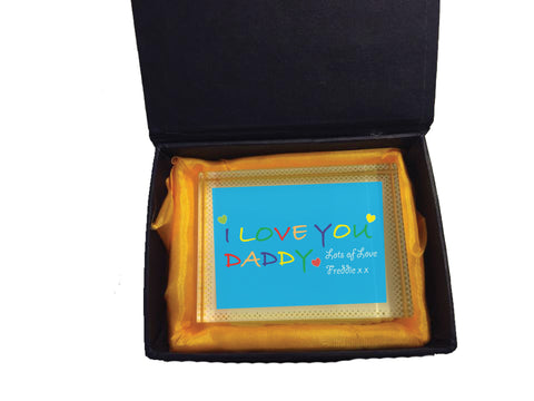 FD05 - Personalised I LOVE YOU DADDY, Father's Day Crystal Block with Presentation Gift Box