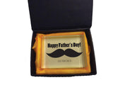 FD06 - Large Moustache Personalised Father's Day Glass Crystal Block