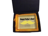 FD06 - Large Moustache Personalised Father's Day Glass Crystal Block