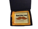 FD06 - Large Moustache Personalised Father's Day Glass Crystal Block