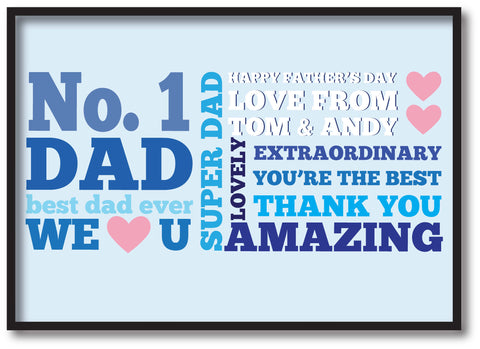 FD08 - No.1 Dad Personalised Print for amazing Dads, Stepdads and Grandads