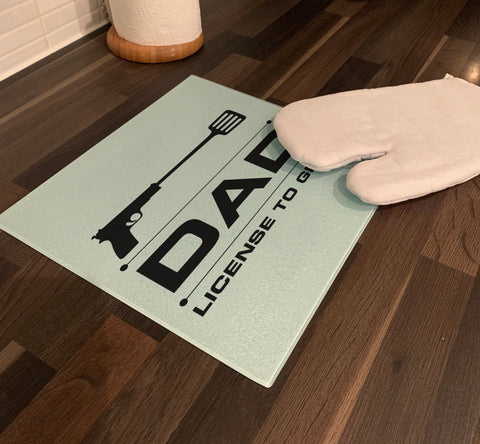 Personalised Dad Glass Chopping Board, Placemats and Coasters for Family Kitchen