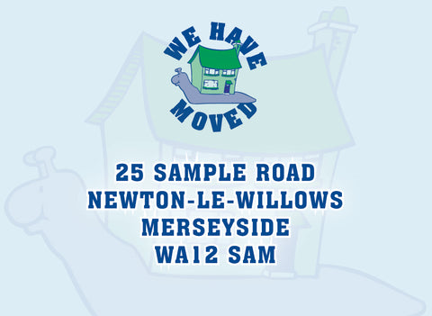 HM007 - Personalised We Have Moved, Snail Cards - Solid Colour, Personal, Business, Home