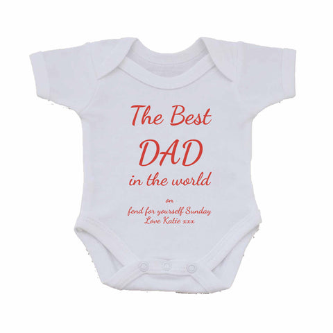 FD16 - The Best Dad in the World on Fend for Yourself Sunday Personalised Baby Vest