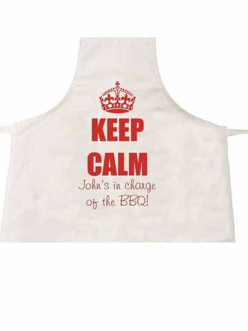 Keep Calm in Charge of the BBQ Personalised Apron Ideal Gift for Dad or Grandad