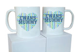 MO16 - Heart Shaped (Child's Name) Mummy Personalised Mug & White Gift Box