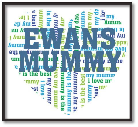 MO16 - Heart Shaped (Child's Name) Mummy Personalised Print