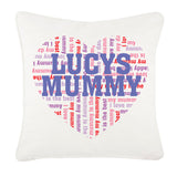 Heart Shaped (Child's Name) Mummy Personalised Canvas Cushion Cover