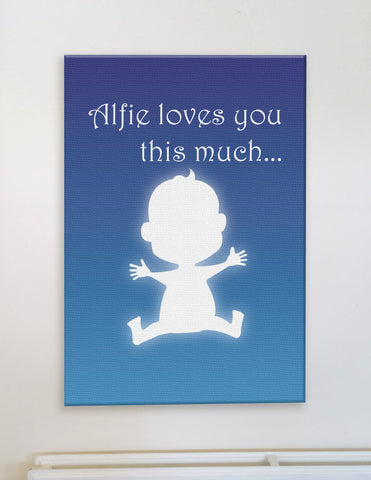 Personalised Silhouette of Child and Child's name loves you this much Canvas Print
