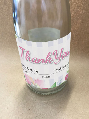 SM02 - Personalised Wedding Pink & Purple Flower Bottle Label