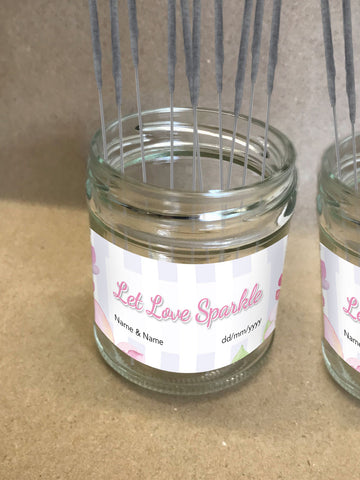 SM02 - Personalised Wedding Pink & Purple Flower Sparkler Jar Label