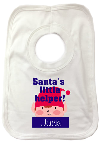 BB15 - Christmas Personalised Santa's Little Helper Baby Bib