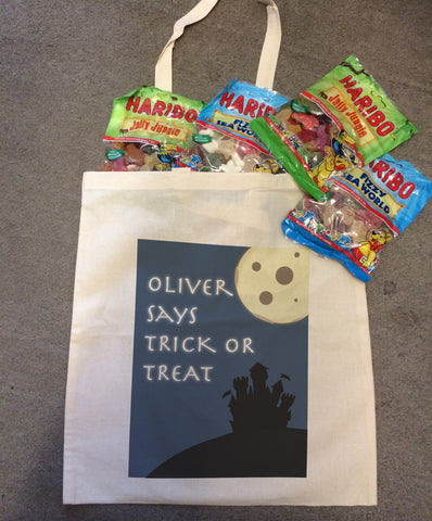 Full Moon Trick or Treat Personalised Halloween Canvas Bag for Trick or Treating