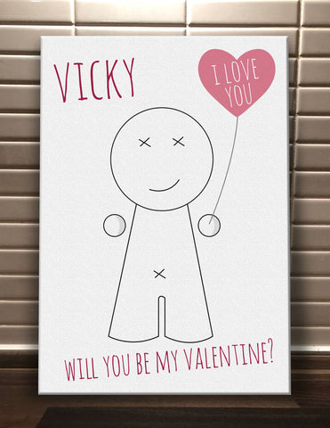 VA01 - Heart Man Valentine's Personalised Canvas Print