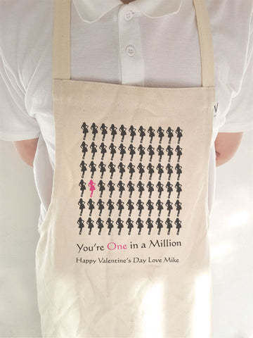 You're One in a Million Valentine's Personalised Cooking Apron. Women's and Men's