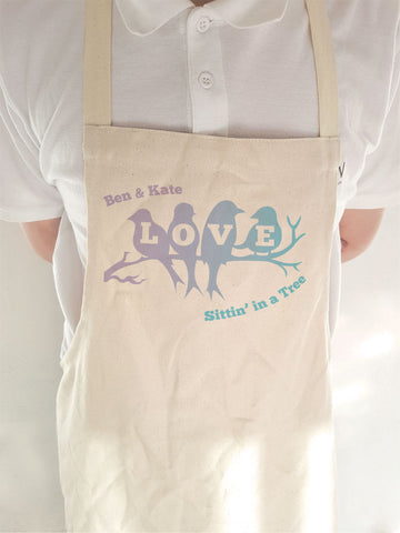 Love Birds Sittin' in a Tree Personalised Apron