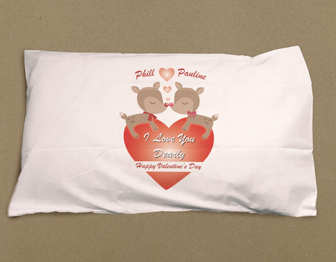 VA06 - Love You Dearly Valentine's Personalised White Pillow Case Cover