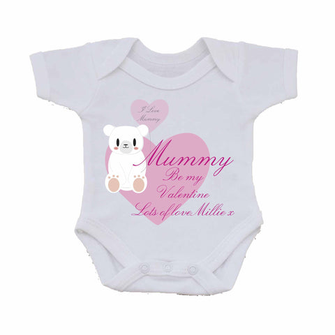 VA08 - Mummy Be My Valentine Personalised Baby Vest