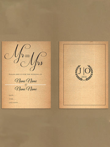 Personalised Wedding Natural Rustic Leaf Crest Themed Invitations from Willow Printing & Design.