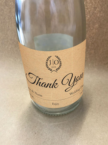 WD03 - Personalised Wedding Natural Rustic Leaf Crest Bottle Label