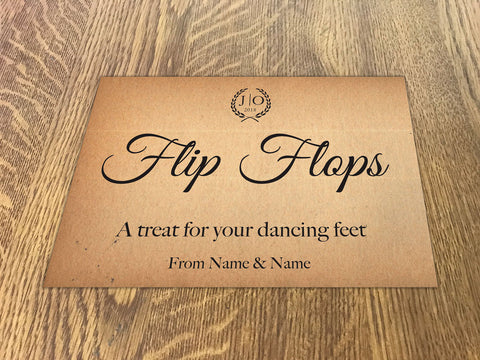 WD03 - Personalised Wedding Natural Rustic Leaf Crest Flip Flop Sign