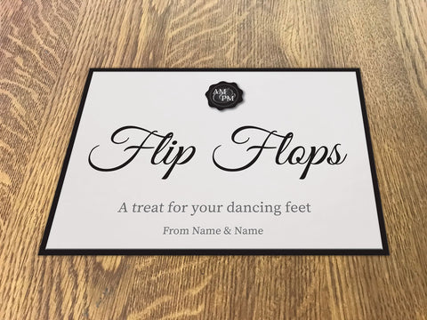 WD04 - Personalised Wedding Black Initialed Stamp Seal Flip Flop Sign