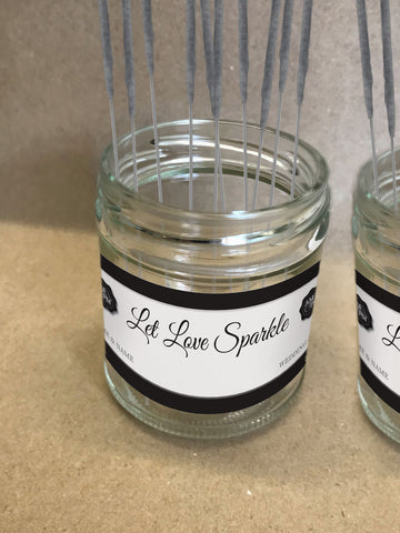 WD04 - Personalised Wedding Black Initialed Stamp Seal Sparkler Jar Label