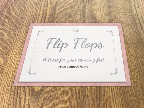 WD05 - Personalised Wedding Pink Marble And White Circled Initialed Flip Flop Sign