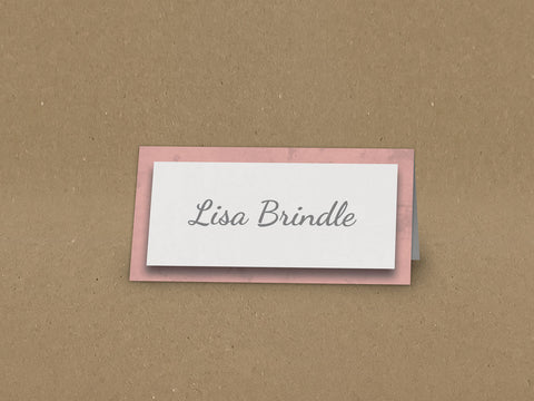 WD05 - Personalised Wedding Pink Marble And White Circled Initialed Placecards