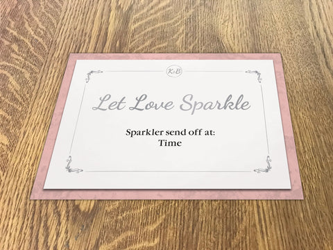 WD05 - Personalised Wedding Pink Marble And White Circled Initialed Sparkler Send Off Sign