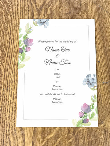 Personalised Wedding Floral Themed Invitations from Willow Printing & Design